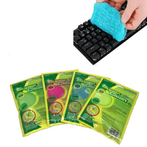 DIFLAX 4 Piezas Gel Limpiador Teclado – Kit Limpieza Coche y Oficina, Limpiador Universal de Polvo Reutilizable, Gel Biodegradable con Aroma Lavanda para Ordenador, PC, Portátil y Electrónica