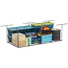 Soywey 4 x 8 FT Overhead Garage Storage Rack, Adjustable Ceiling Storage Racks, Garage Shelving Heavy-duty Storage Organizer System, Load 700LBS WeightBlack