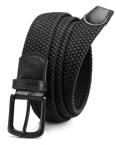 Image of Chaoren Leather Ratchet Belt 2 Pack Dress with Click Sliding Buckle 1 3 /8 inch in Gift Set Box - Adjustable Trim to Fit