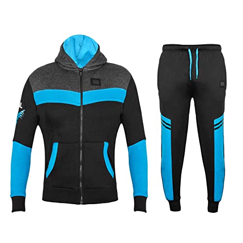 Kids Boys Black Tracksuit HNL Contrast Panelled Hooded Top & Jogging Bottoms