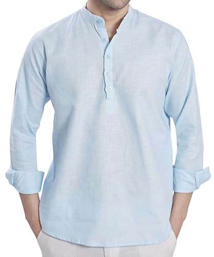 Image of DIVISIVE Men's Slim Fit Full Sleeves Cotton Short Kurta