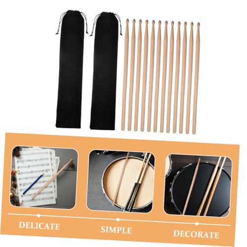 TOYANDONA 2 juegos de baquetas de madera de arce 5A, 6 pares con bolsa de terciopelo negro para principiantes y adultos, para práctica en baterías electrónicas y acústicas miniatura 3
