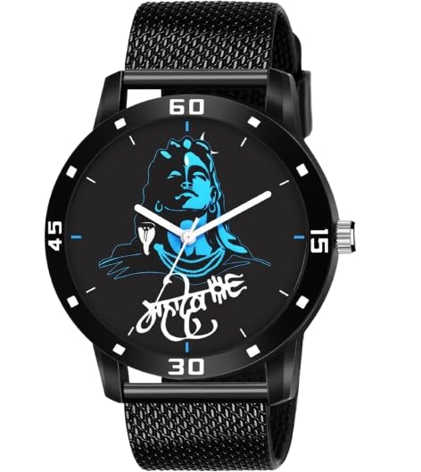 Image of Men's Premium Analog Watch with Roman Number Markers and Stainless Steel Chain Strap