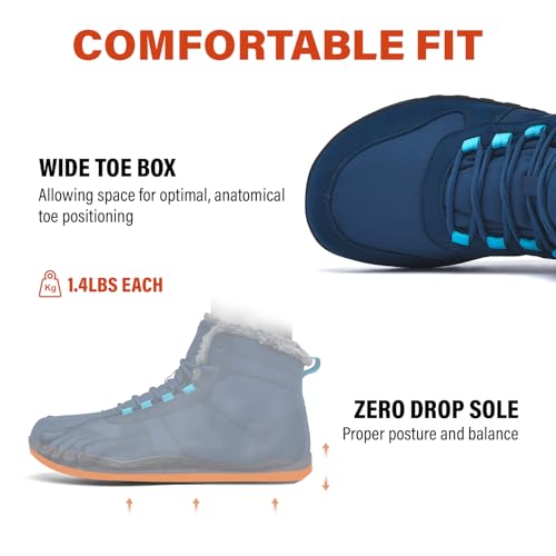 Image of Snow Boots for Men Insulated Winter Barefoot Shoes Minimalist Wide Toe Box Shoes Drop Zero Fur Lined Cold Weather Non Slip Lightweight botas de invierno para hombre