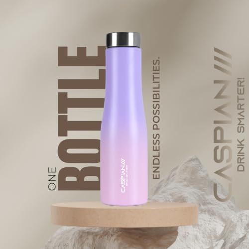 Image of CASPIAN / / / Aqua ISI Certified Stainless Steel Water Bottle 1ltr. (Orchid, 1 Litre, Set of 6) | Leak Proof Thunder for Fridge Home Office Travel School Kids Boys Girls Adults Sports Gym Yoga|BPA Free