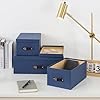 Soul & Lane Decorative Storage Boxes with Lids - Set of 3 (One Large and Two Medium), Sturdy Cardboard Organizers for Photos, Versatile Boxes with Handles for Office & Home, Navy #2