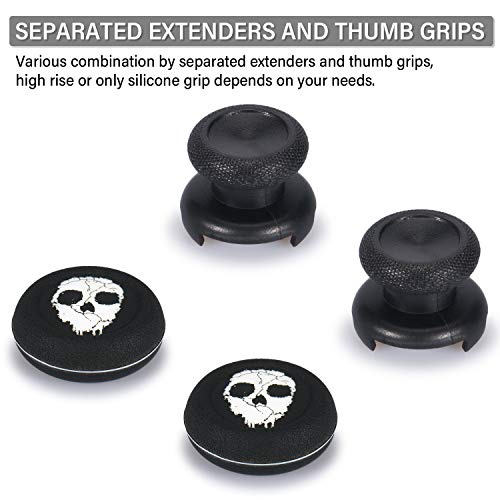 Playrealm FPS Thumbstick Extender & Printing Rubber Silicone Grip Cover 2 Sets for Xbox Series X/S & Xbox One Controller(Ghost)