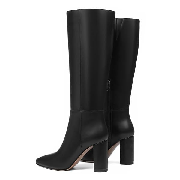 AOSPHIRAYLIAN Knee High Boots Women Calf Boots Pointed Toe Chunky Heel Side Zipper Block Heel Fashion Dress Womens Shoes by AOSPHIRAYLIAN - Used condition - Image 6