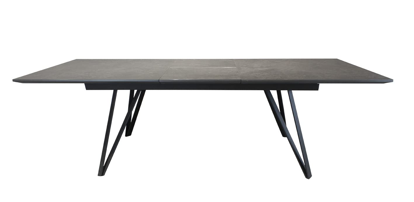 Meubletmoi Table 180/230 cm Extensible rectangulaire céramique et métal Gris Anthracite - Design Contemporain Industriel - Collection Elégance & Qualité - Onyx