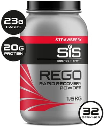 SIS Rego Rapid Recovery| Soya Protein| Recovery Shake| with Added Carbohydrates & Electrolytes| Muscle Recovery| Ideal for lactose intolerant individuals & vegetarians| Strawberry flavour| 1.6kg