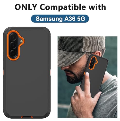Aimoll-88 for Samsung Galaxy A36 5G Case, with 2 Screen Protector Heavy Duty Drop Protection, Full Body Rugged Shockproof Dust-Proof Protective Phone Cover for Samsung Galaxy A36 5G (Orange) by Aimoll-88 - Used condition - US$9.31