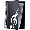Music Sheet File Paper Storage Folder Documents Holder Blank Sheet Files Plastic A4 Size 40 Pockets (G Clef-Black)