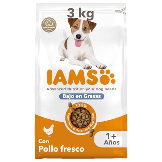 IAMS Alimento seco bajo en grasas para perros - comida seca para perros adultos de más de 1 año con pollo fresco, 3 kg