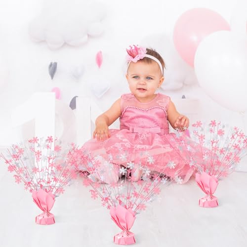 Ceenna 6 Pcs Winter Wonderland Decoration Snowflake Table Decorations Winter Metallic Gleam Foil Spray Centerpieces Christmas Glitter Spray Table Centerpieces for Holiday Party Decor (Light Pink) by Ceenna - Image 4