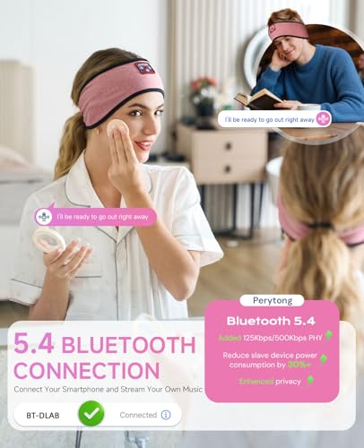 Image of Perytong Sleep Headphones Bluetooth Headband, No Pressure for Ear, Headband Headphones Wireless Earphones Music Sleep Headband Earbuds, Sleep Mask Gifts for Men Women Teens