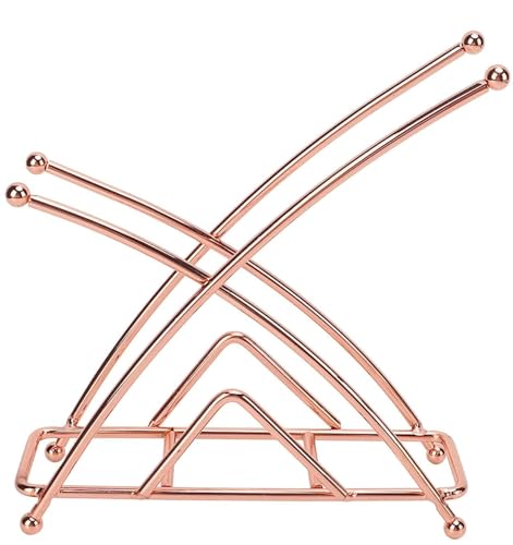 Image of Rose Gold Metal Napkin Holder for Dining Table | Tissue Paper Stand for Kitchen, Dining & Coffee Table | Rust Resistant Napkin Dispenser | Serviette Holder for Home, Restaurant & Office
