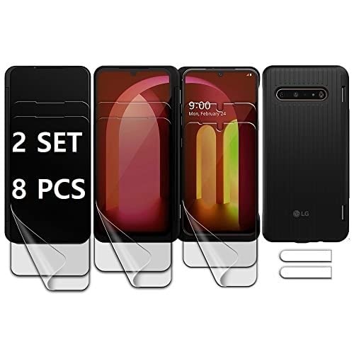 [2 SET 8 PCS] [ 6 PET films + 2 camera protector] for LG V60 5G ThinQ Screen Protector [Perfect Fit for Dual Screen] Compatible with LG V60 Last Perfect Protection LG V60 ThinQ Screen Protector