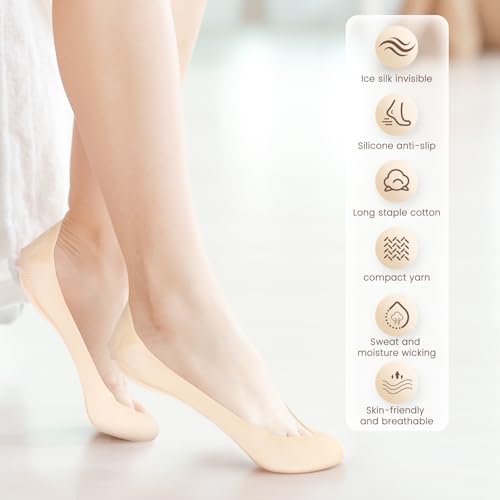 6 Pairs No Show Socks, Womens Ultra Low Cut Liners Non Slip Sock Polyester Soft Breathable Sock Invisible Hide Sneakers Socks for Flats4