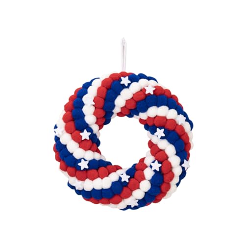 LLINthy Corona patriótica del 4 de julio, Día de la Independencia para puerta delantera, conmemorativos, decoración de pared americana, corona de independencias para puerta delantera