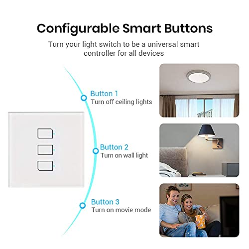 BroadLink - Smart Touch Wall Switch EU-Version, 2-Fach-Ein-Draht-Schalter, kein Neutralleiter oder Kondensator erforderlich, funktioniert mit Alexa und Google Home, Hub erforderlich
