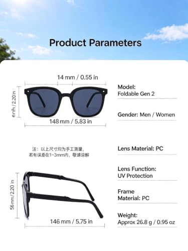 ChayWillow Foldable Oversized Square Sunglasses with UV Protection - image 7