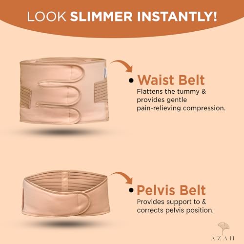 Image of AZAH Postpartum Belt | 2-in-1 Shaping & Support Pregnancy Belts | Post Pregnancy Abdominal Recovery | Waist Trimmer | Tummy Control Shapewear | Slimming Body Shaper After C-Section Normal Delivery