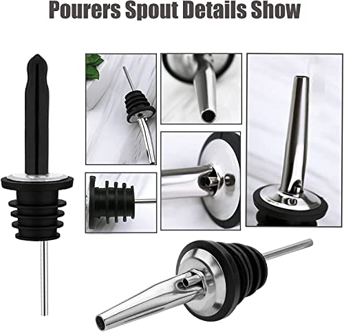 Image of Pafusen 6 Pack Liquor Bottle Pourers, Liquor Pour Spout for Liquor Bottles, Stainless Steel Olive oil Dispenser Spout, Alcohol Pourer Spouts Dust Caps Long Covers, Sliver