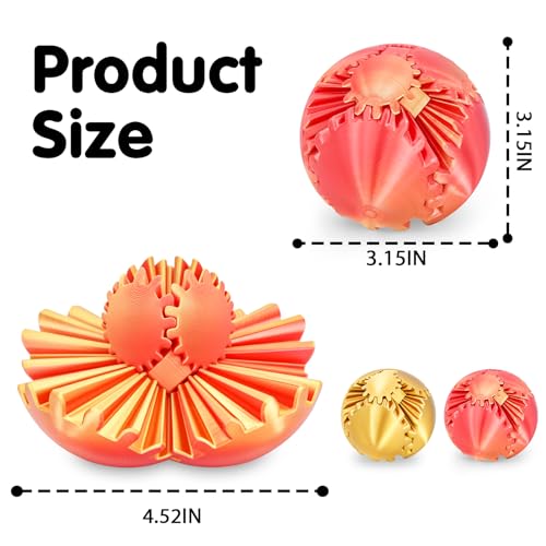 Image of Gear Ball 3D Printed Cube Fidget Toy,Gear Sphere Fidget Toys,Sensory Toys for Stress and Anxiety Relief, Desk Toy Fidget Spinners,Stocking Stuffers for Adults & Kids (Gold Red+Gold, 2.3 Inch)