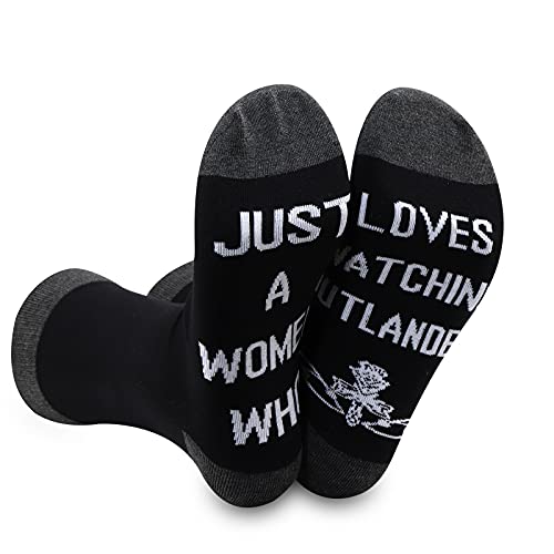 2 pares de calcetines Outlander Show Fans Gift Just A Women Who Loves Watching Outlander - - Large Cover