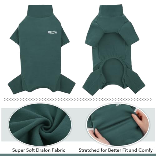 Cat Onesie, Cat Recovery Suit Kitten Clothes Extra Small Kitten Recovery Suit(Dark Green, XS) - Image 3