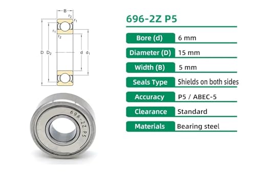 Rodamientos rígidos de bolas ABEC-5 con doble blindaje metálico 10 uds 3