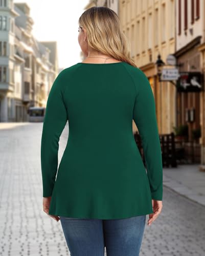 TIANZHU Women's Plus Size V Neck Long Sleeve Tops Lightweight Blouse for Casual & Going Out, Solid & Floral, XL-5XL3