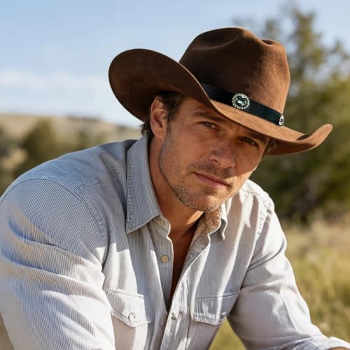 Image of Cowboy Hat Bands for Men Women, Leather Hatbands Belt for Cowboy /Western /Fedora /Cowgirl Hats Multicolor