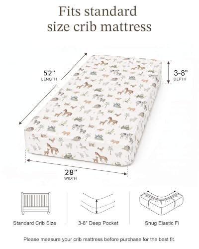 Image of Crib Sheets for Boys and Girls, 2 Pack Fitted Baby Sheets for Standard Toddler Mattress 28 inch x 52 inch, Soft Breathable Jersey Knit Baby Bedding (Little Farm)