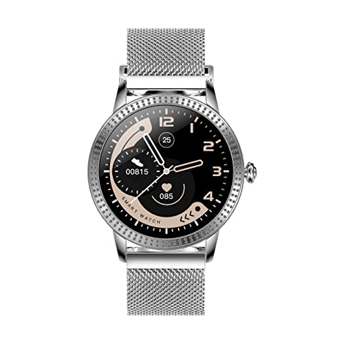 DCU TECNOLOGIC | Smartwatch Jewel | Reloj Inteligente | Ultra Ligero y Delgado en aleación de Zinc | Pantalla táctil de 1,08' | IPS Alta definición | Color Plata