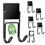 MIKEDE 6 Pcs 50lbs Magnetic Hooks for Cruise Cabins, Heavy Duty Magnetic Hooks for Hanging, Strong Magnetic Double Hooks for Refrigerator Grill Toolbox Outdoor, Magnetic Hanger for Cruise Ships