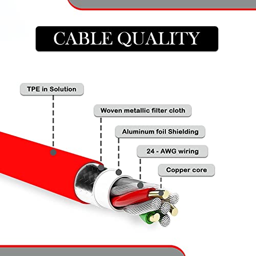 Image of KDM 65 W USB A to Type C Data Sync Fast Charging Cable Super fast Flash Charging 1 Meter, Red