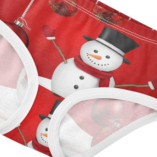 Girls Underwear Toddlers 2t Cotton Little Girl Panties Aesthetic Briefs Kids Undies Christmas Snowman Balls Red4