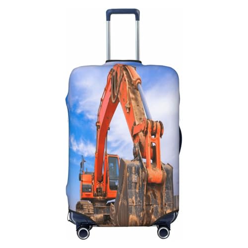 Excavator White Clouds Luggage Cover for Suitcase, Suitcase Cover Protector Fit 22-24 Inch Luggage Travel Accessories, M