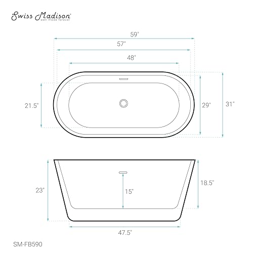 Image of Swiss Madison Claire 60 inch Freestanding Bathtub