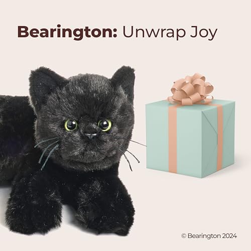 Image of Bearington Jinx Black Cat Plush - 15 inch Realistic Cat Stuffed Animal with Soft Fur and Lifelike Details for Toddlers - Kitty Stuffed Animals for Girls - Adorable Cuddly Plush Toy Gift for Kids