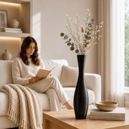Image of Leewadee Large Floor Vase 20 inches Polyresin for Pampas Grass, Dried Flowers