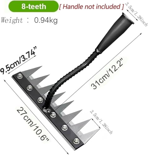 Image of MaxAgro Iron Weeding Rake (Large) 2.0, Iron Rake for Gardening and Weedings, Heavy Duty Gardening Hand Weed Puller Tools, 8 Teeth Carbon Steel Garden Weedings Rakes for Lawn Care