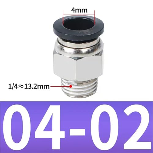 Conector de aire neumático PC4-02 de manguera con rosca 1/4 3