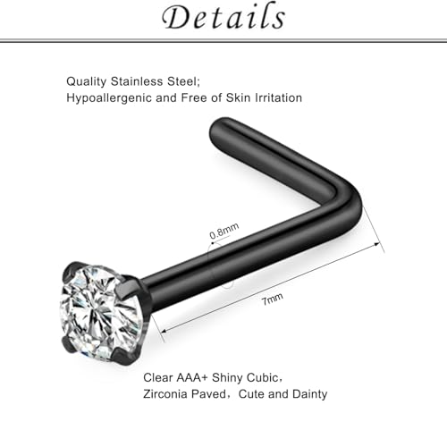 TOKRING 20G Nose Rings Hoops Nose Rings Studs for Nose Piercings Surgical Steel Nose Piercing jewelry for Women Men4