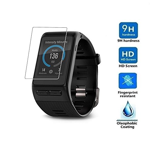 REY Protector de Pantalla para Garmin VIVOACTIVE HR, Cristal Vidrio Templado Premium