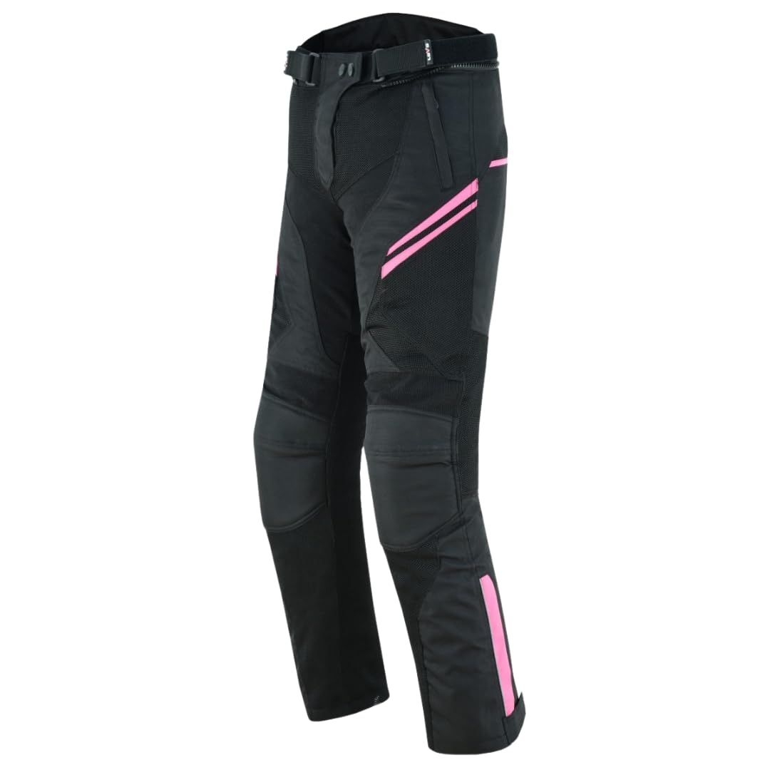 LOVO - Pantalones Moto Verano Mujer con Diseño Perforado - Ropa de Motociclismo Femenina de Alta Protección - Confort y Seguridad - Protectores en Rodillas y Caderas - Pantalon Moto Mujer
