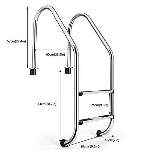 Escalera para piscina empotrada de acero inoxidable con 2 peldaños miniatura 5