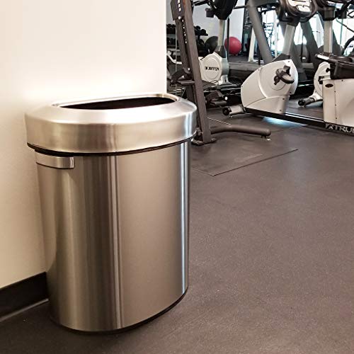 Image of iTouchless 18 Gallon Semi-Round Stainless Steel Open Top Trash Can and Recycle Bin, 68 Liter, Slim and Space-Saving Design for Home, Office, Kitchen, Restaurant, Restroom, Large Capacity