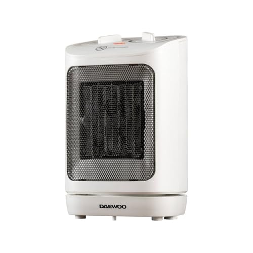 Daewoo HEA1975GE Ceramic Fan Heater, 2000W, PTC Heating Element, Oscillating, Portable, Indoor Use, Electric, 25H x 16W x 12.5D cm, for Home Office and Bedroom